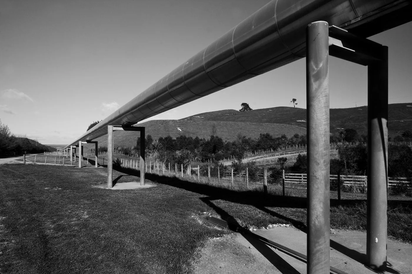 Elevated industrial pipework installation